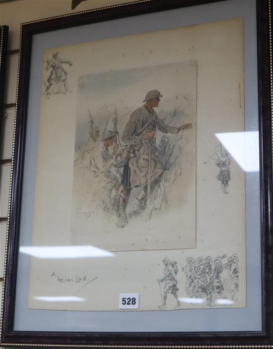 Charles Johnson Payne Snaffles, print, A Heilan Lad, blind stamp, 44 x 35cm